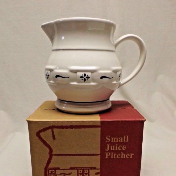 Longaberger Pottery Small Juice Pitcher Classic Blue East Liverpool Ohio w/ Box - Picture 1 of 9